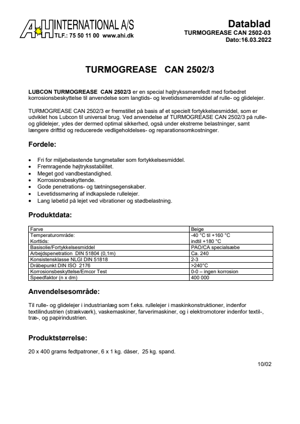 

Turmogrease CAN 2502 3

